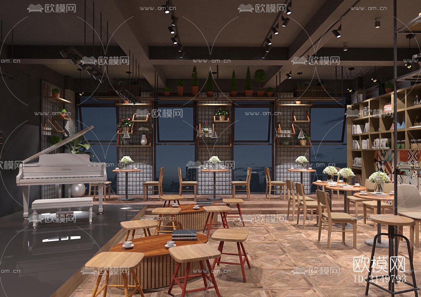 工业风咖啡奶茶效果图下载（渲染图2）