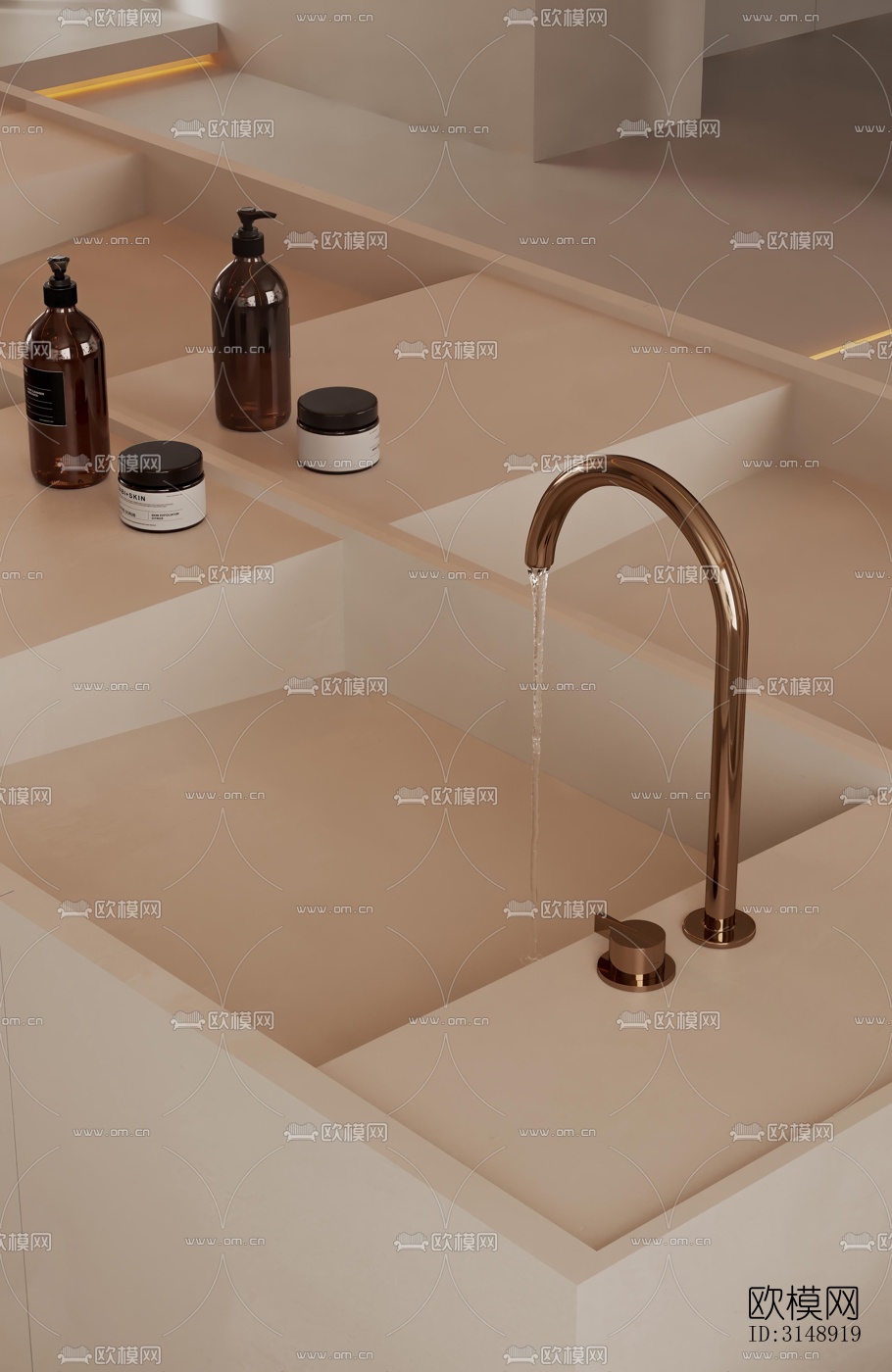 奶油风平层效果图下载（渲染图13）