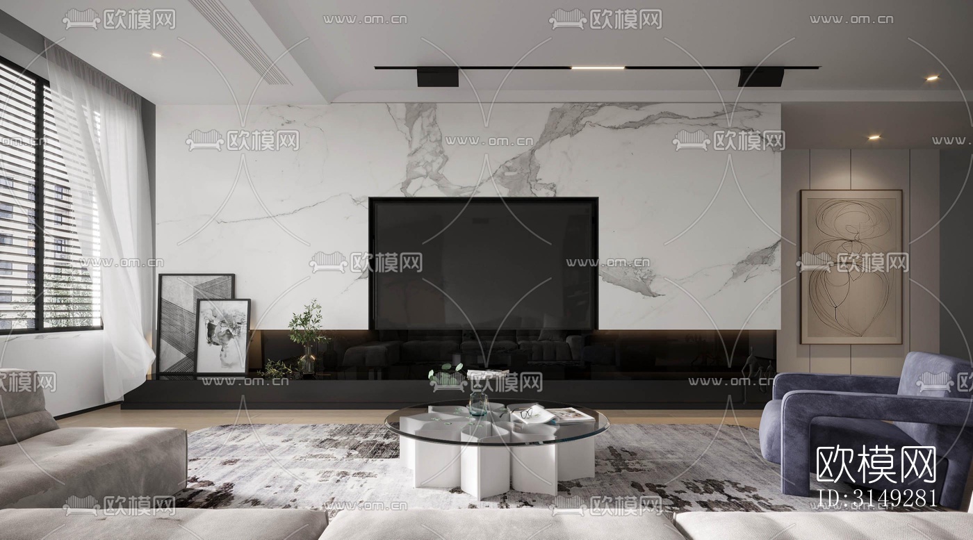 现代平层效果图下载（渲染图5）