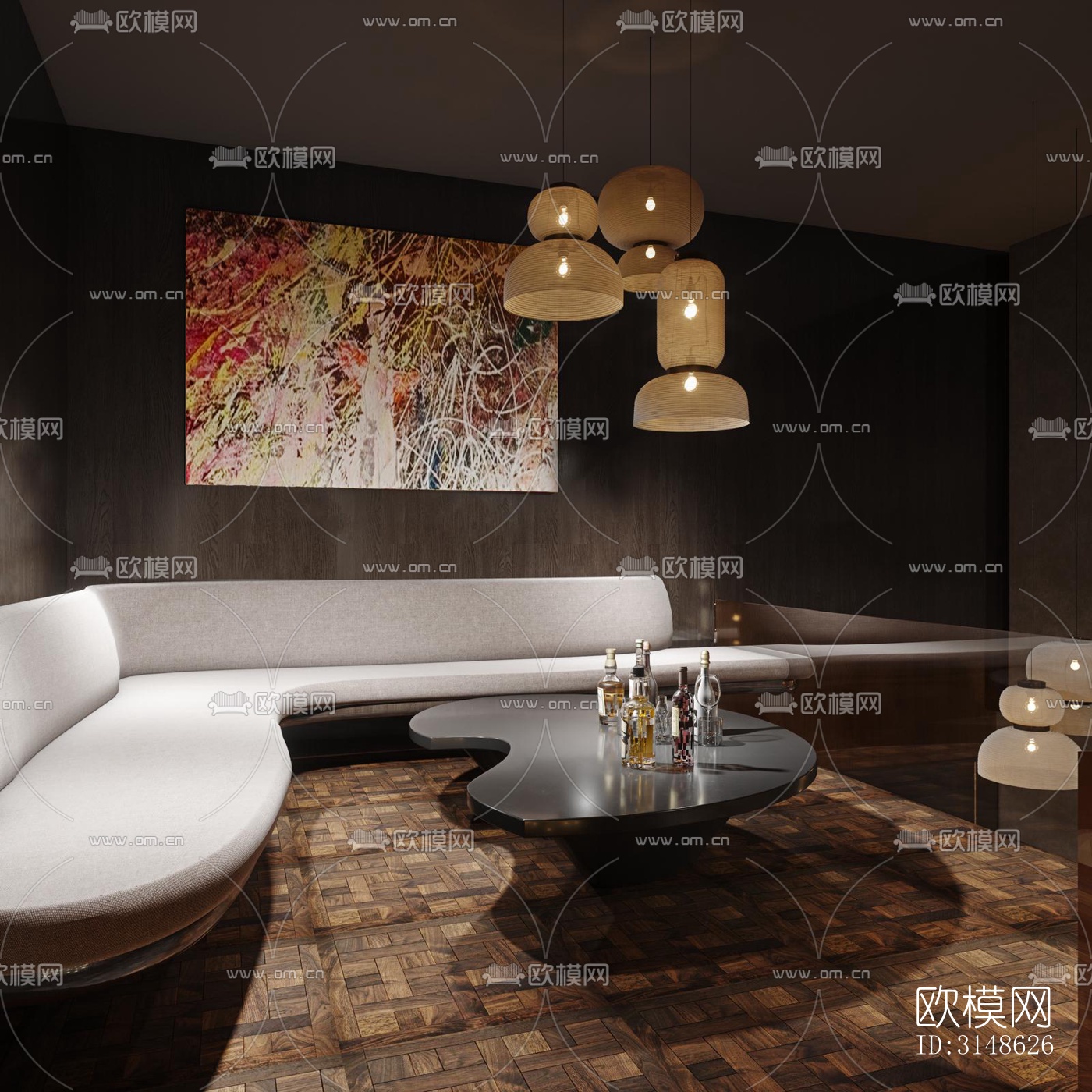 高级灰酒吧效果图下载（渲染图3）