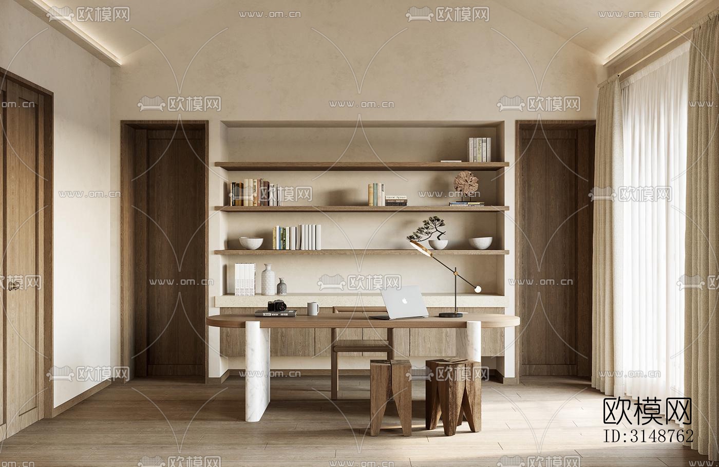 侘寂平层效果图下载（渲染图16）