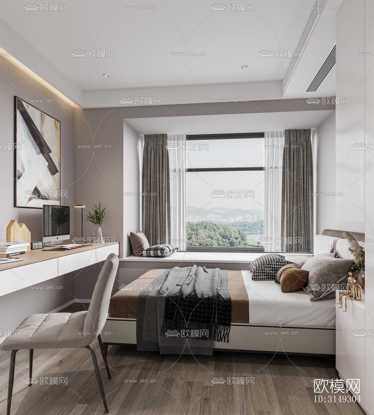 现代平层效果图下载（渲染图11）