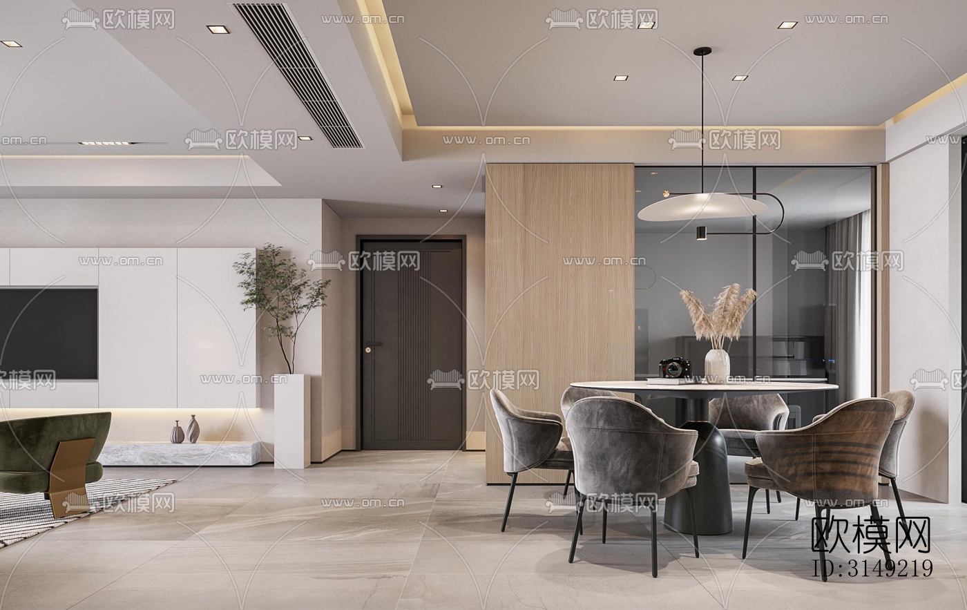 现代平层效果图下载（渲染图8）