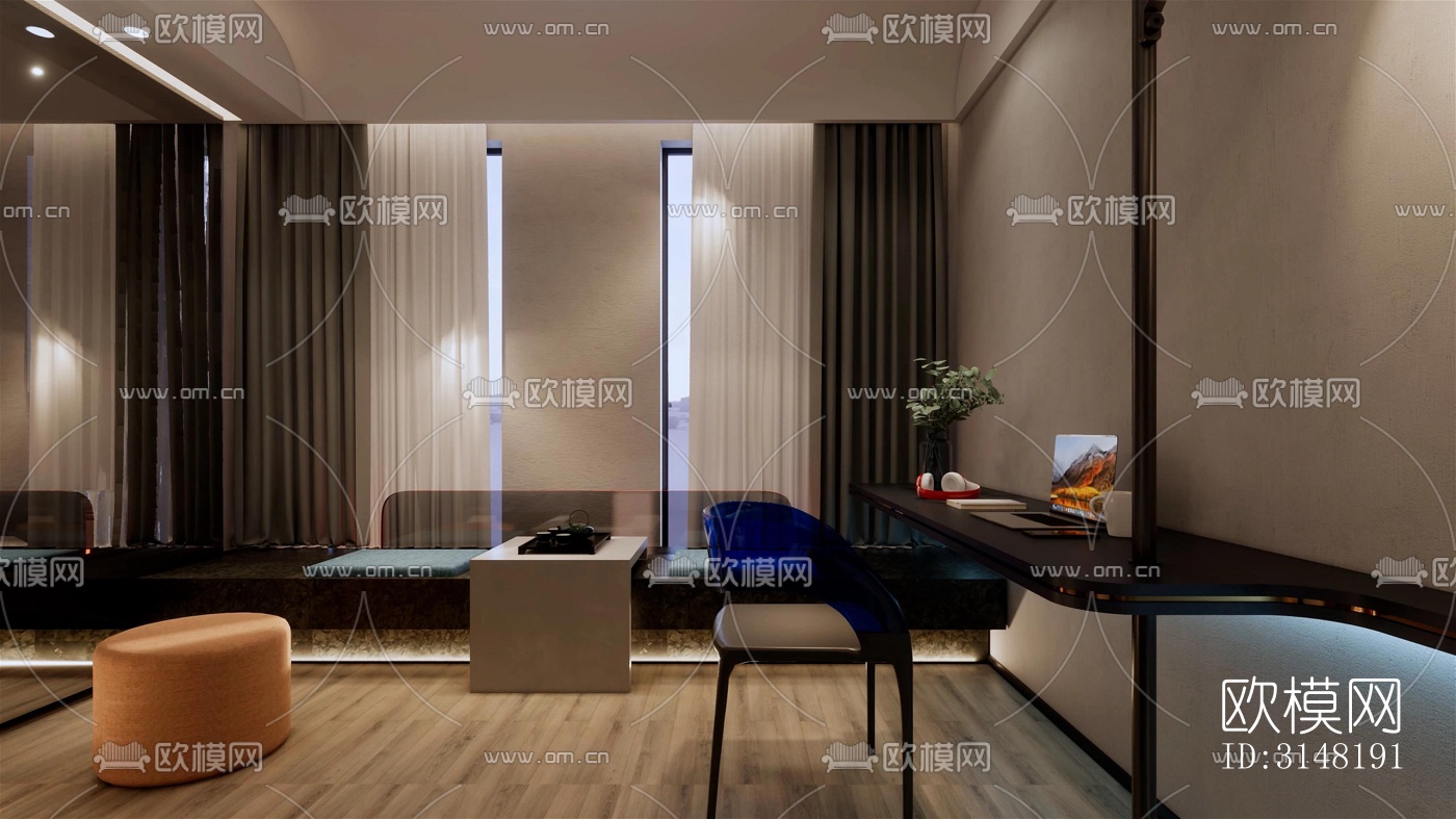 现代酒店民宿效果图下载（渲染图12）