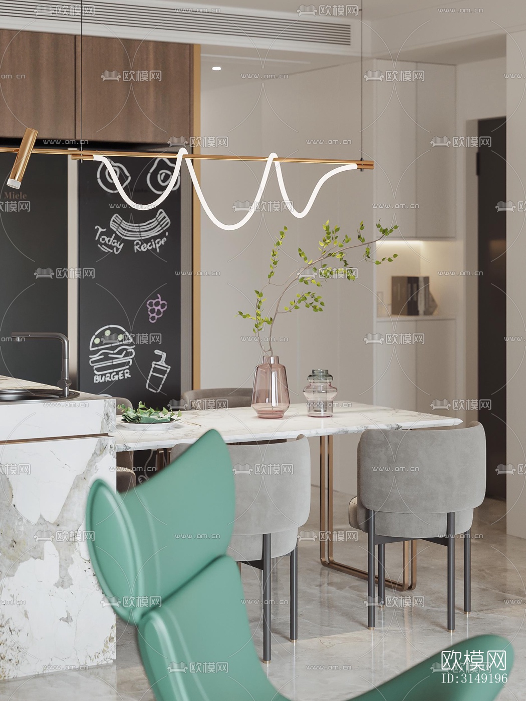 现代平层效果图下载（渲染图10）