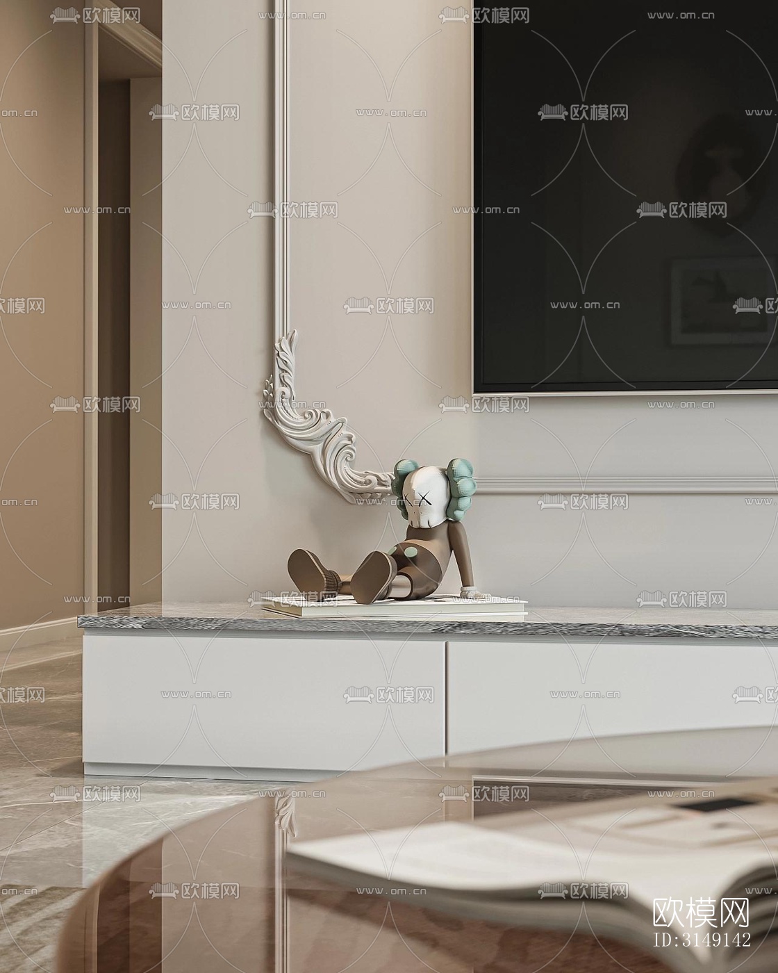 法式平层效果图下载（渲染图8）