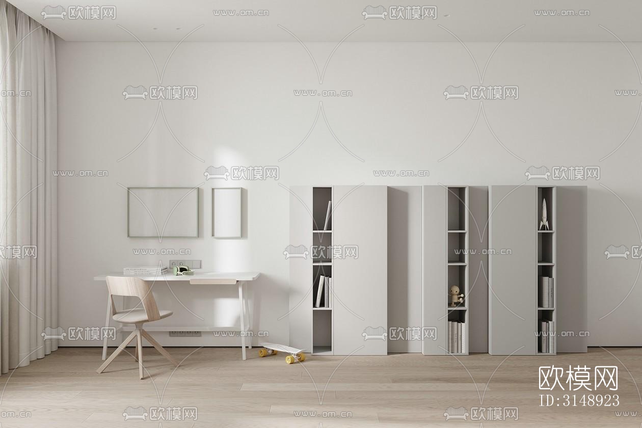 奶油风平层效果图下载（渲染图13）