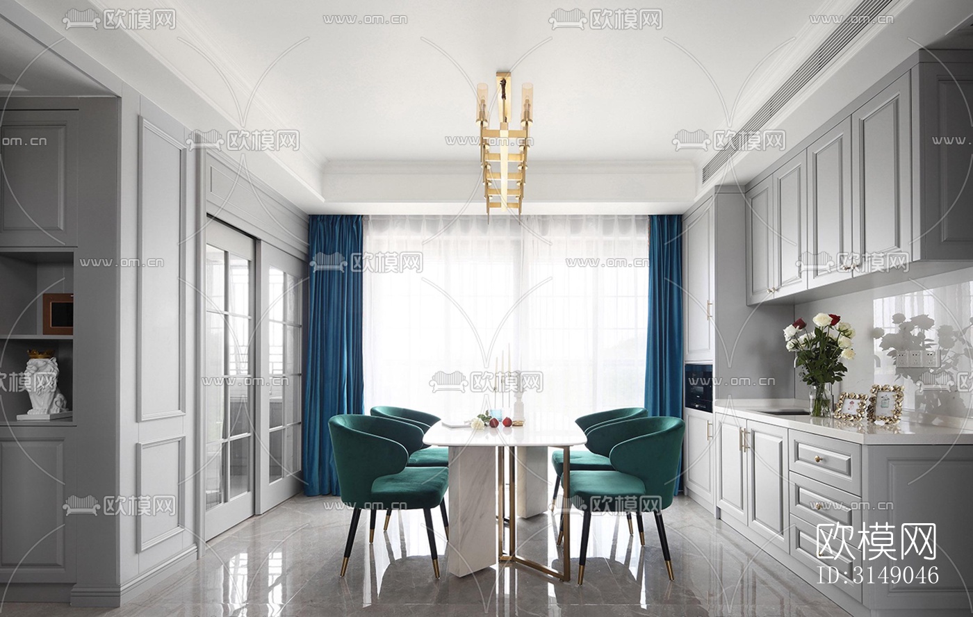 欧式平层效果图下载（渲染图7）