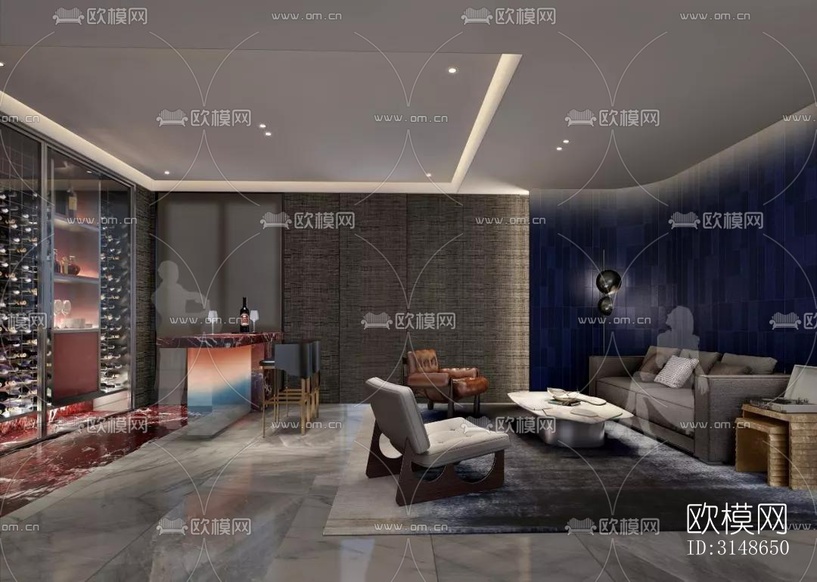 现代大平层效果图下载(渲染图9)