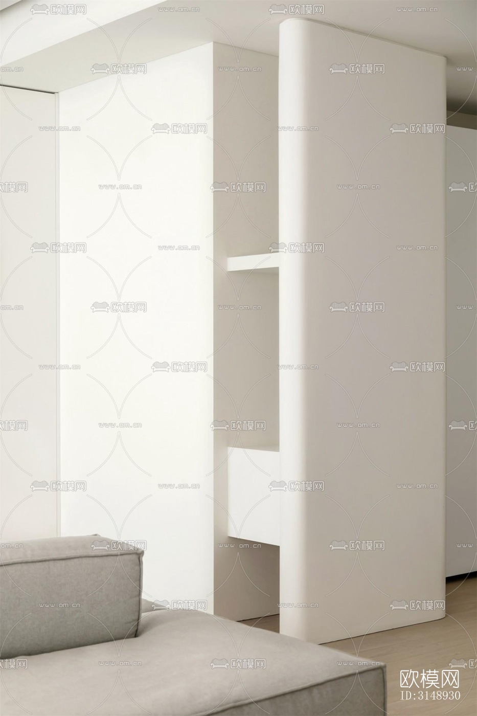 奶油风平层效果图下载（渲染图15）