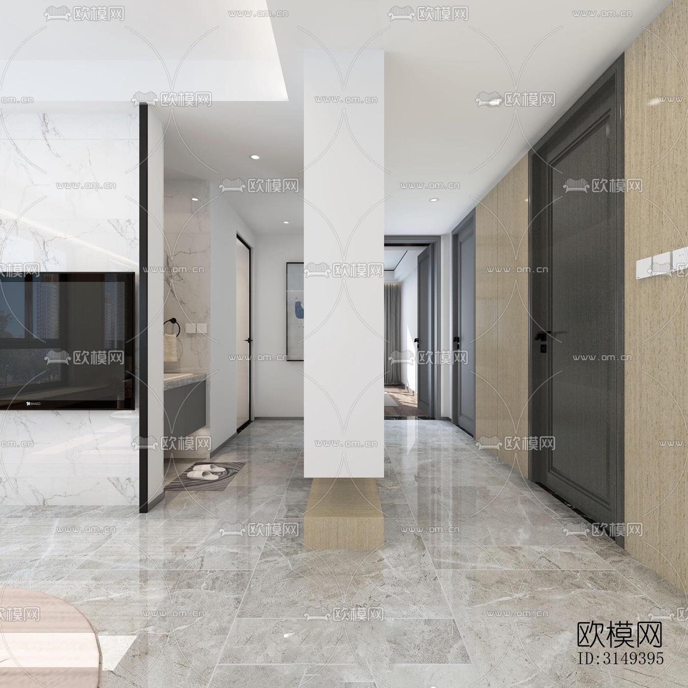 现代平层效果图下载（渲染图3）