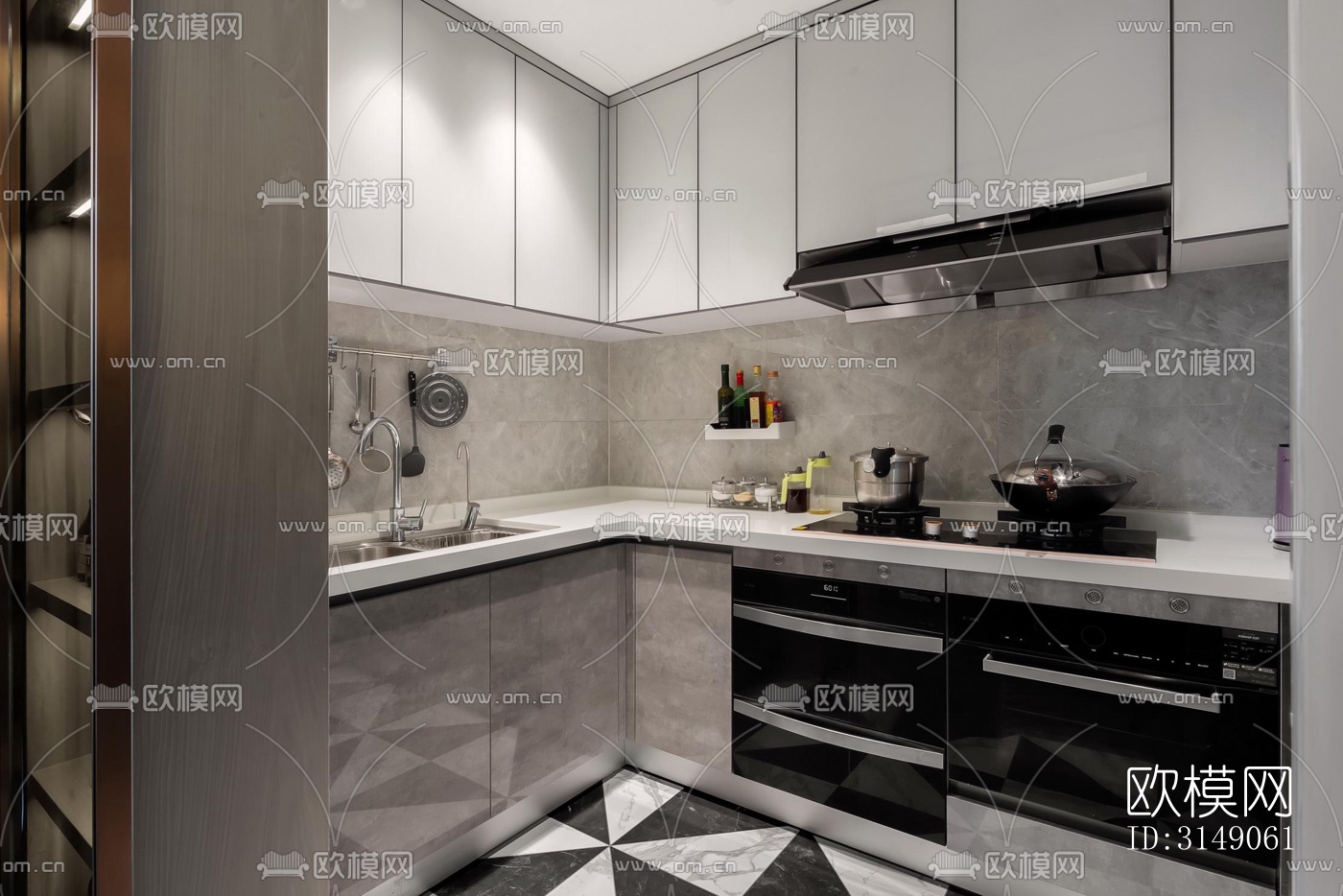 欧式平层效果图下载（渲染图7）