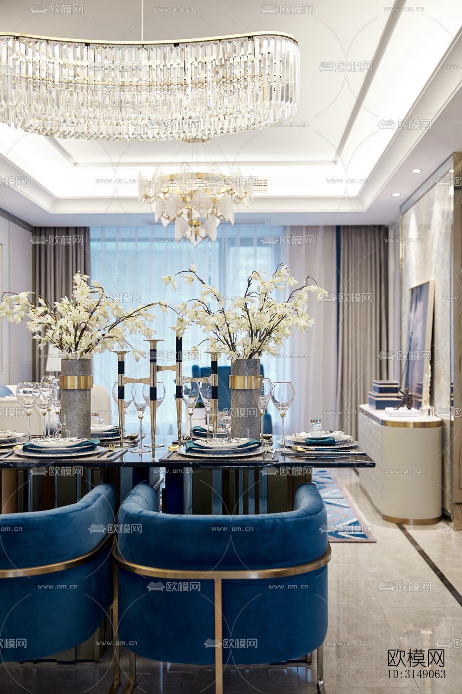 欧式平层效果图下载（渲染图7）