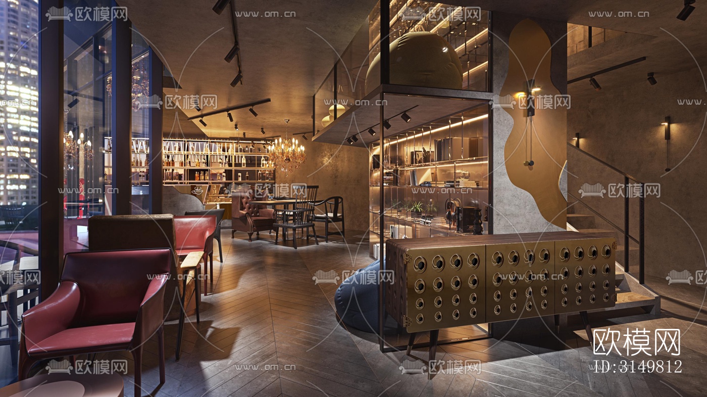 工业风咖啡奶茶效果图下载（渲染图1）