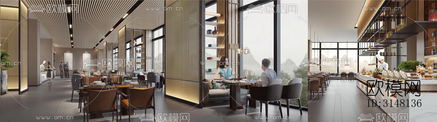 现代酒店民宿效果图下载（渲染图1）