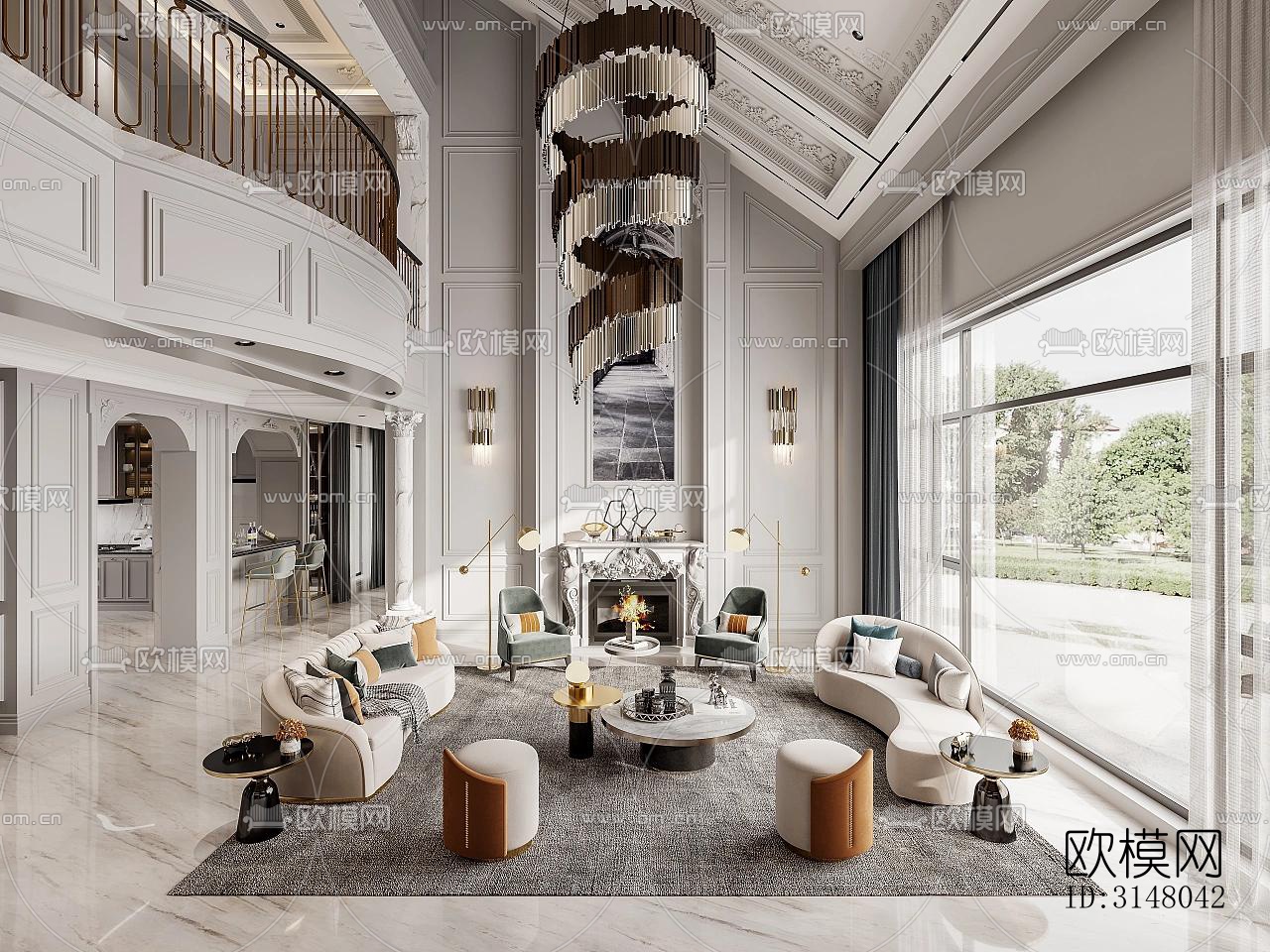 法式酒店民宿效果图下载（渲染图1）