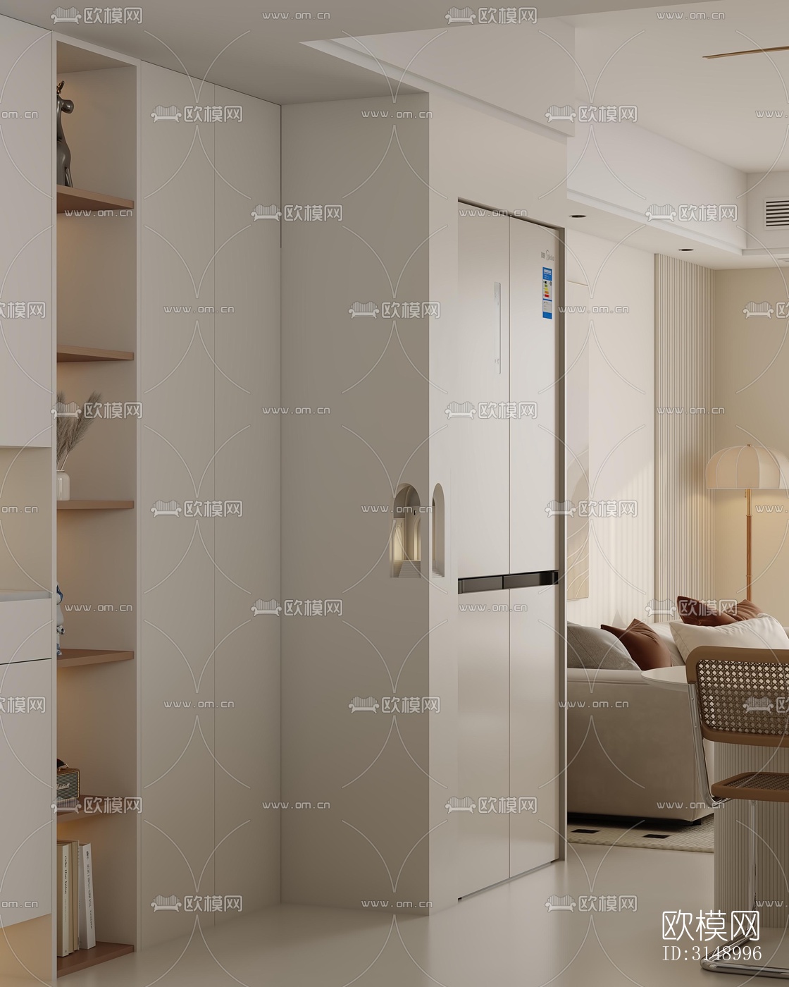 奶油风平层效果图下载（渲染图4）