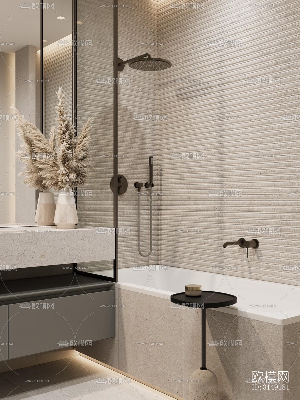 现代平层效果图下载（渲染图15）