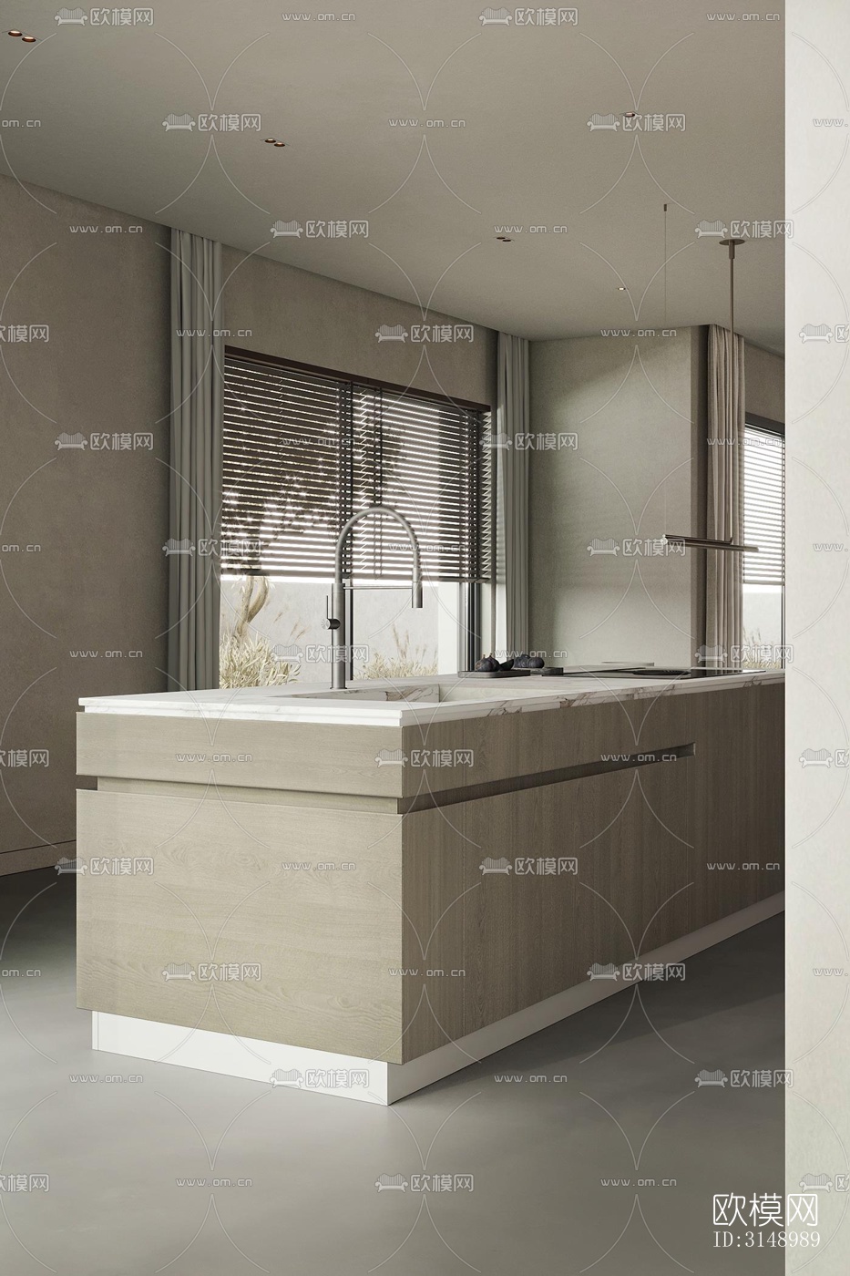 奶油风平层效果图下载（渲染图5）