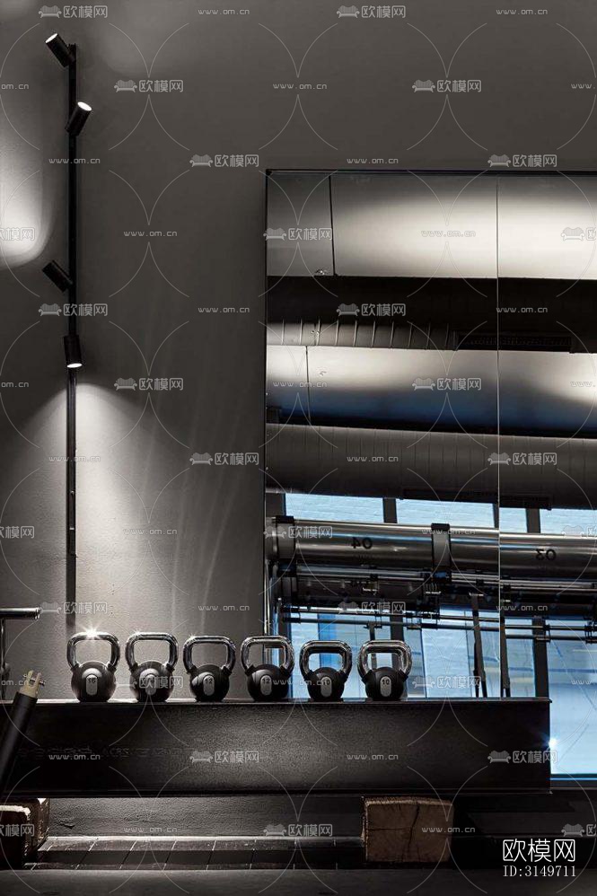 高级灰健身房效果图下载（渲染图17）
