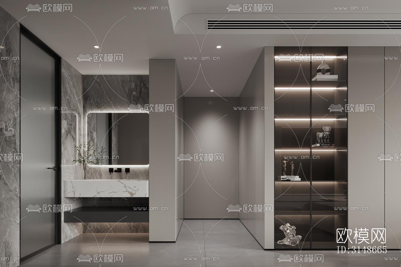 现代大平层效果图下载（渲染图4）