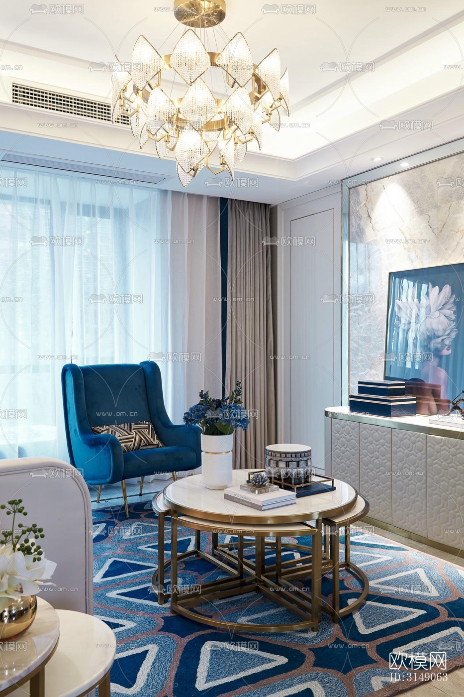 欧式平层效果图下载（渲染图4）