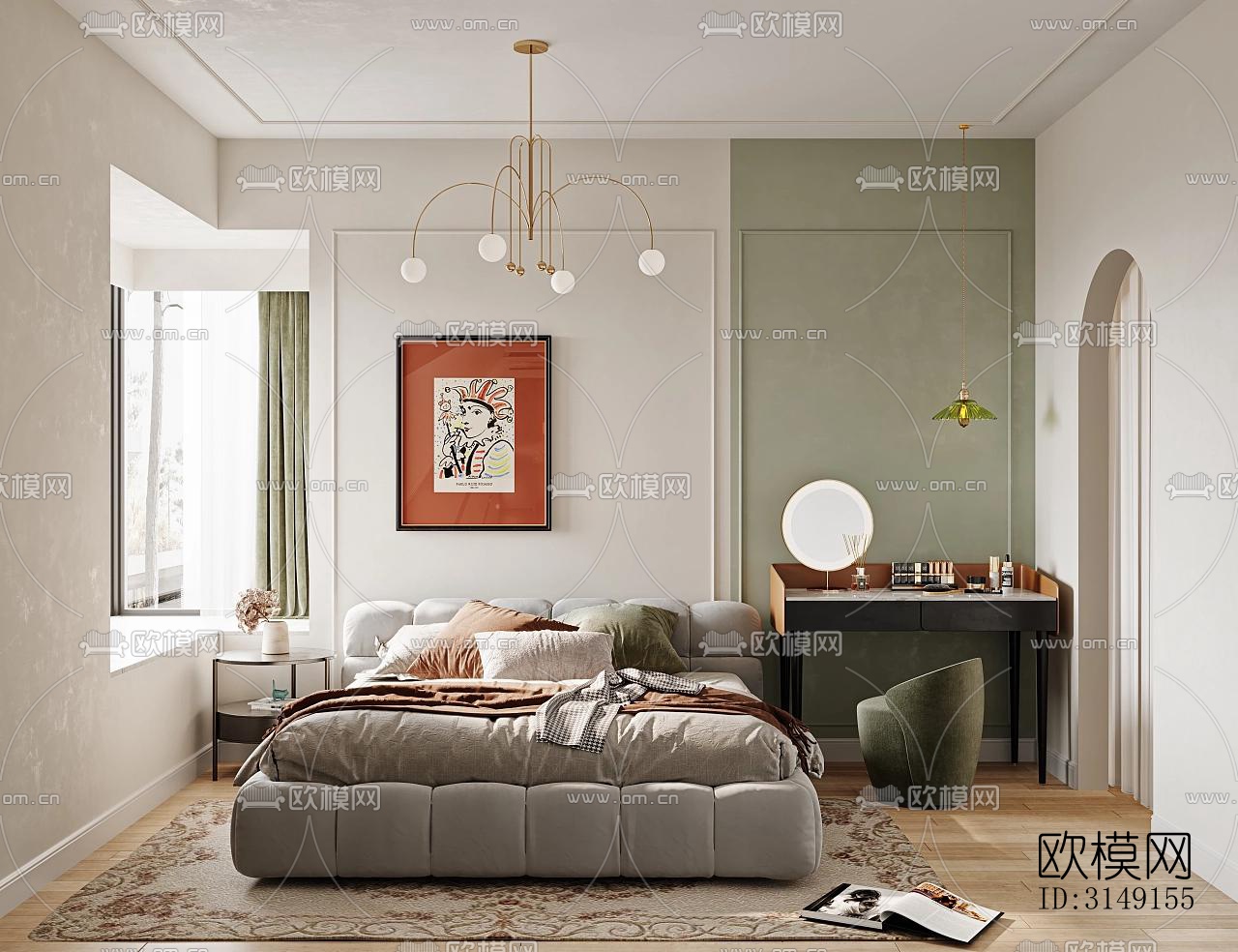 法式平层效果图下载（渲染图9）