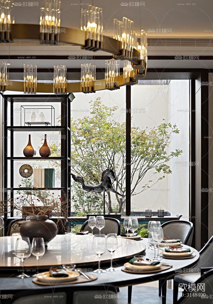 新中式养生会所效果图下载（渲染图9）