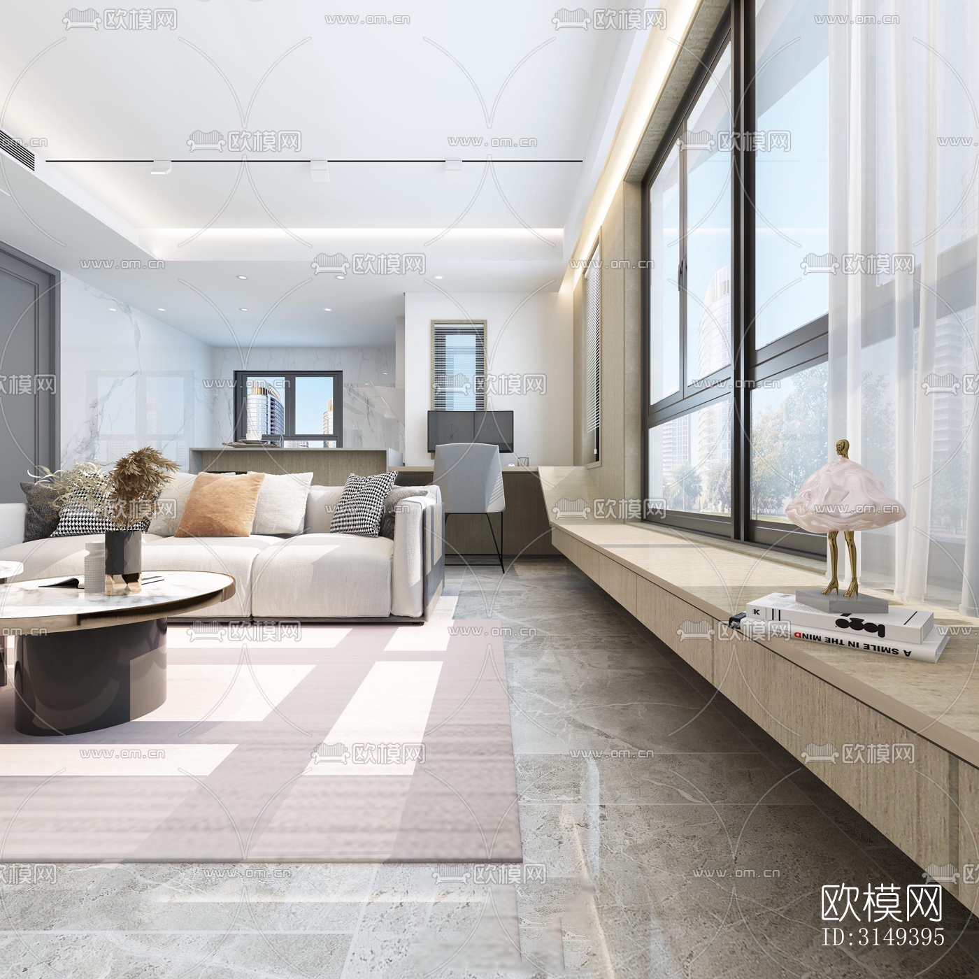 现代平层效果图下载（渲染图2）