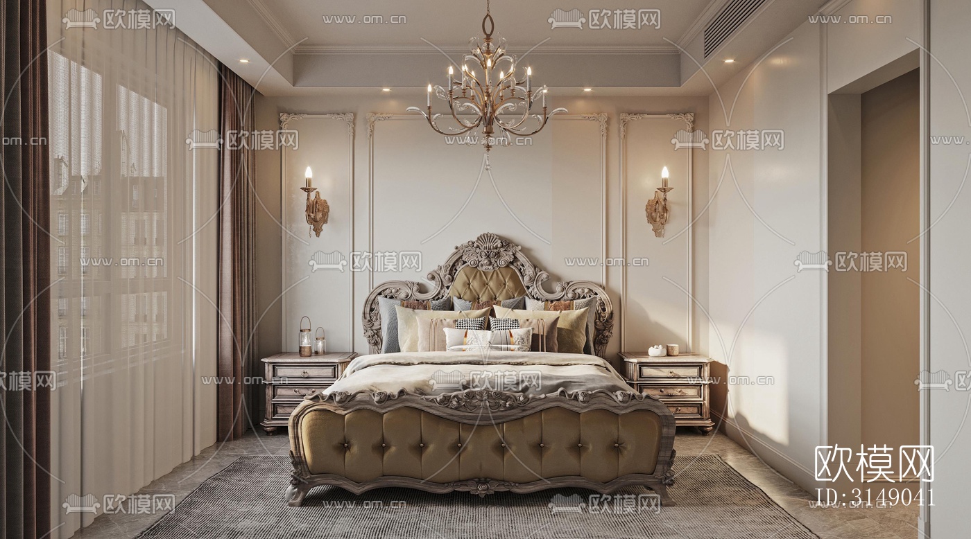 欧式平层效果图下载（渲染图6）