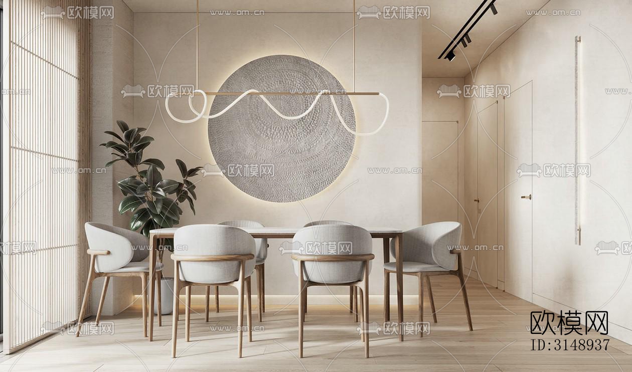 奶油风平层效果图下载（渲染图7）