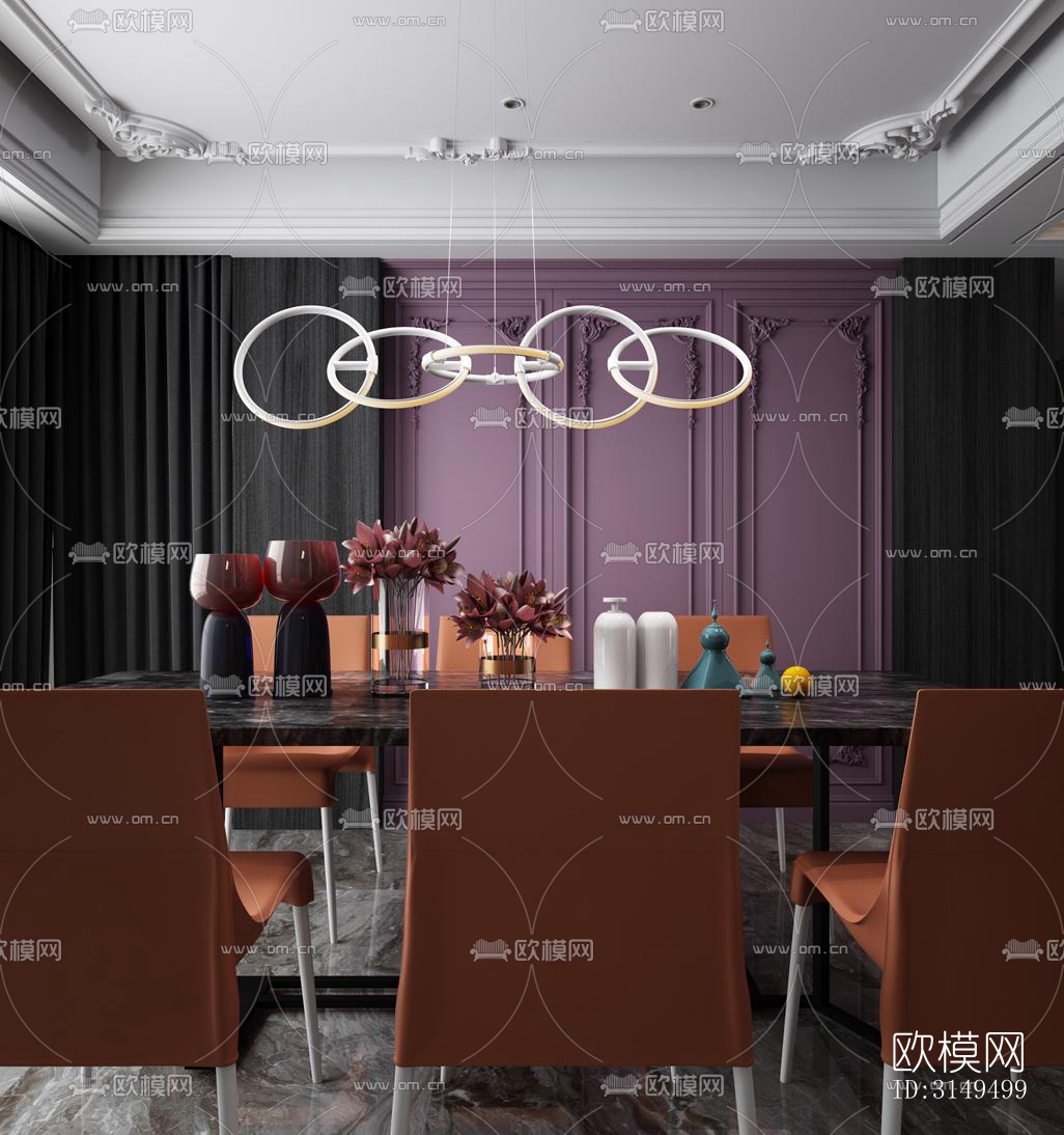 美式平层效果图下载（渲染图4）