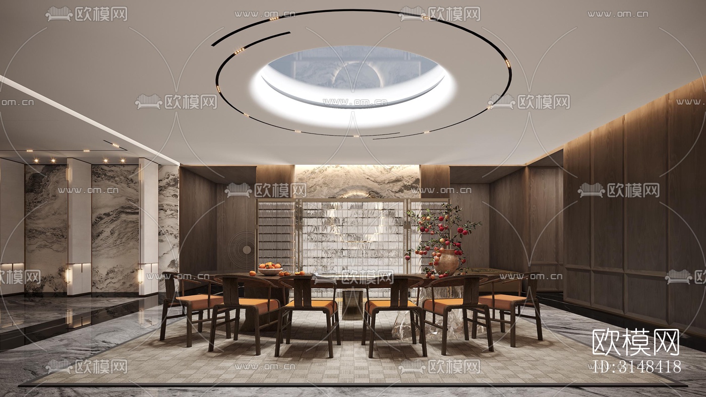 新中式养生会所效果图下载（渲染图4）