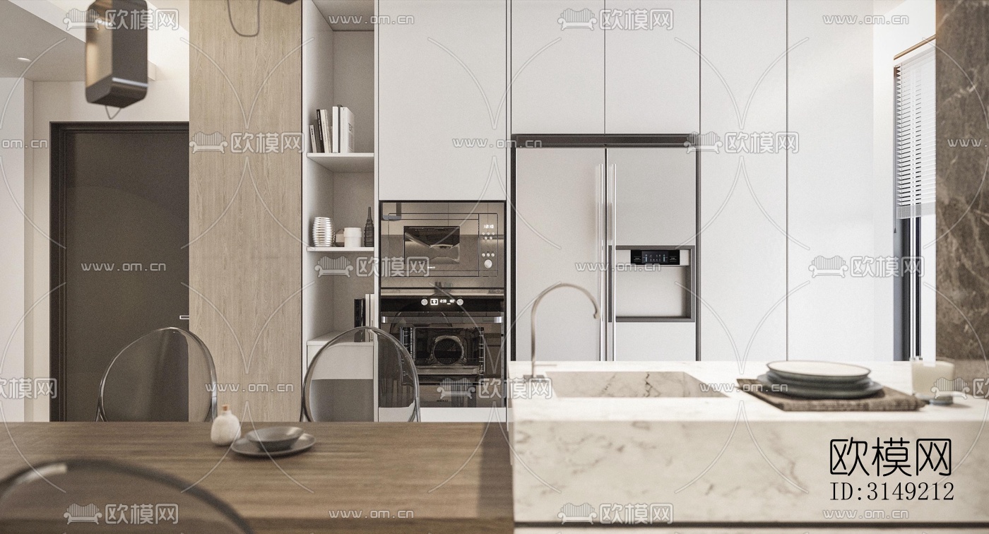 现代平层效果图下载（渲染图4）