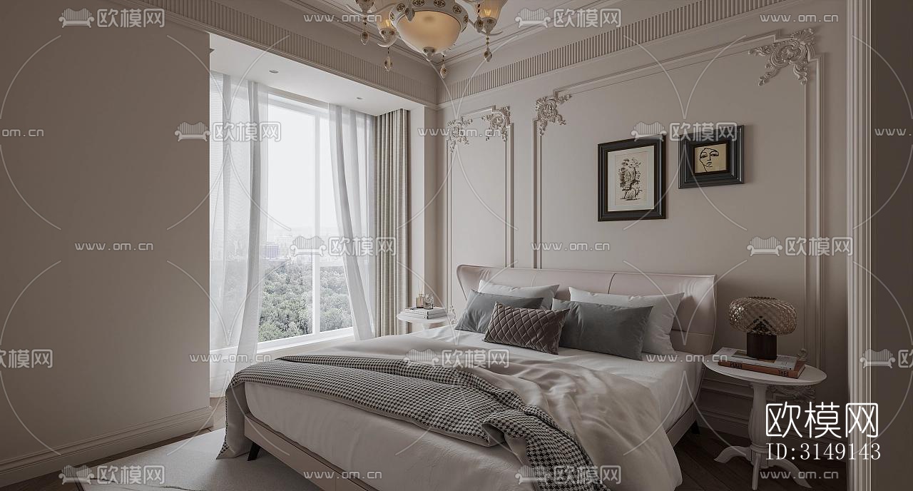 法式平层效果图下载（渲染图15）