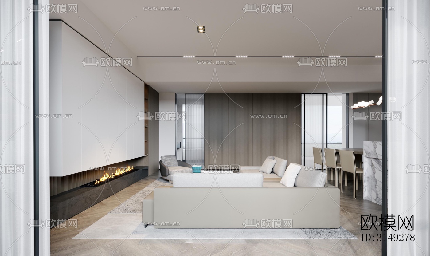 现代平层效果图下载（渲染图2）