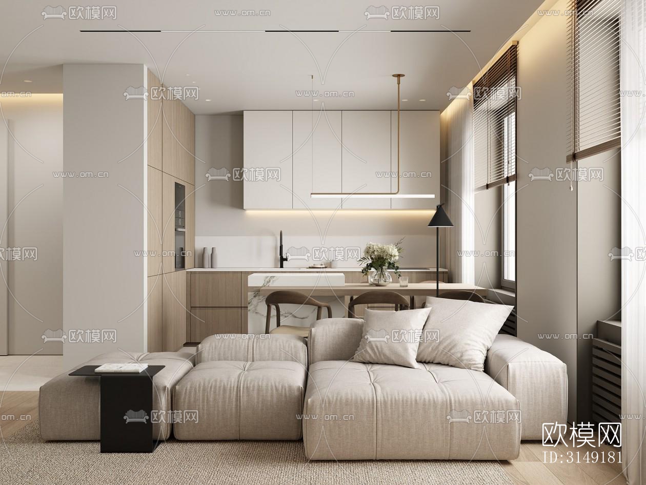 现代平层效果图下载（渲染图4）