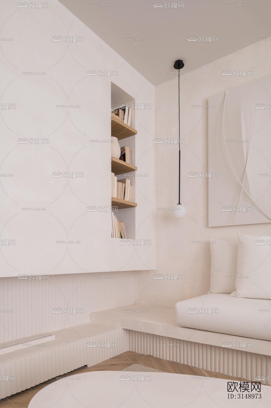 奶油风平层效果图下载（渲染图15）