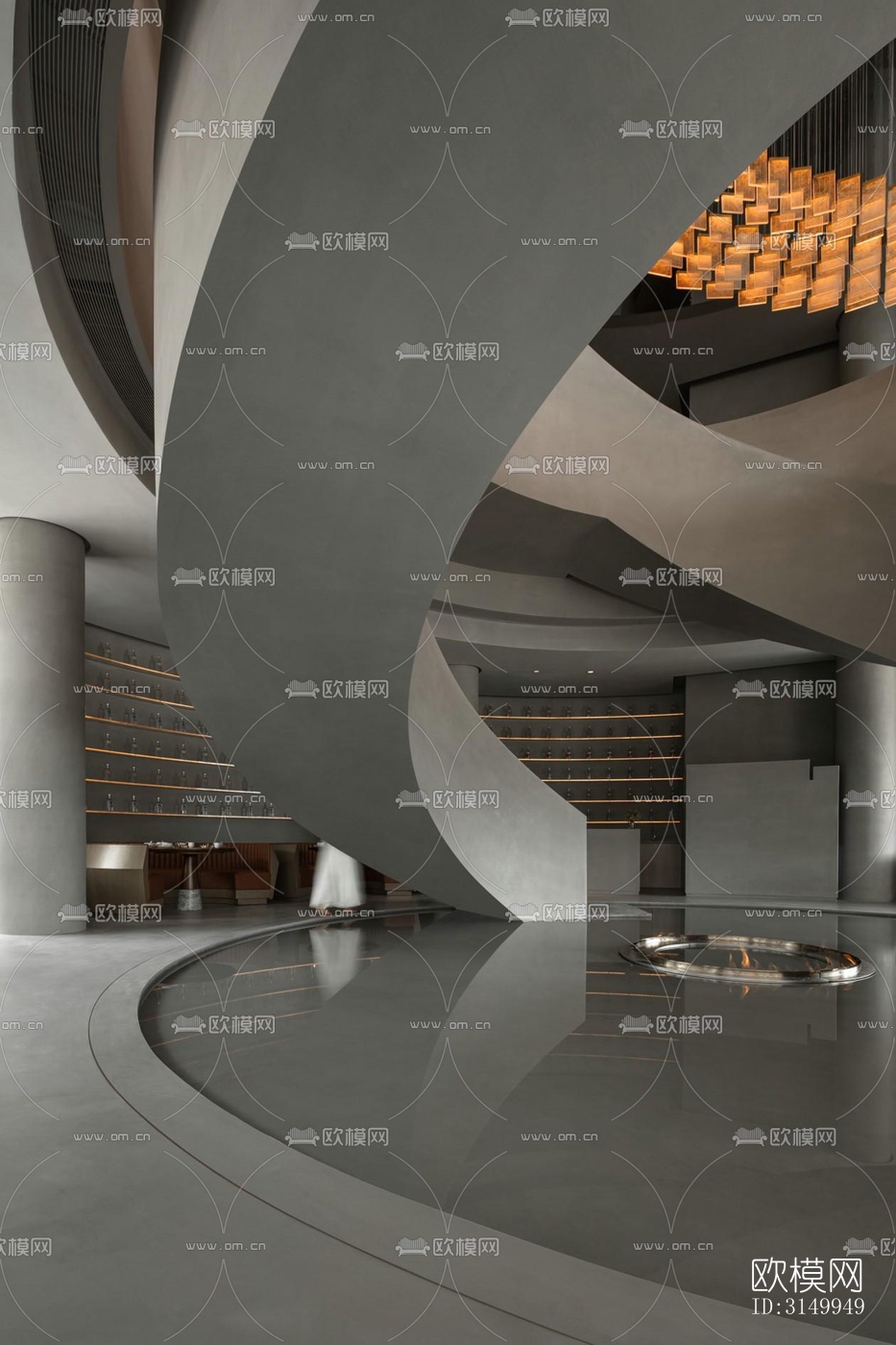 高级灰火锅烤肉效果图下载（渲染图14）