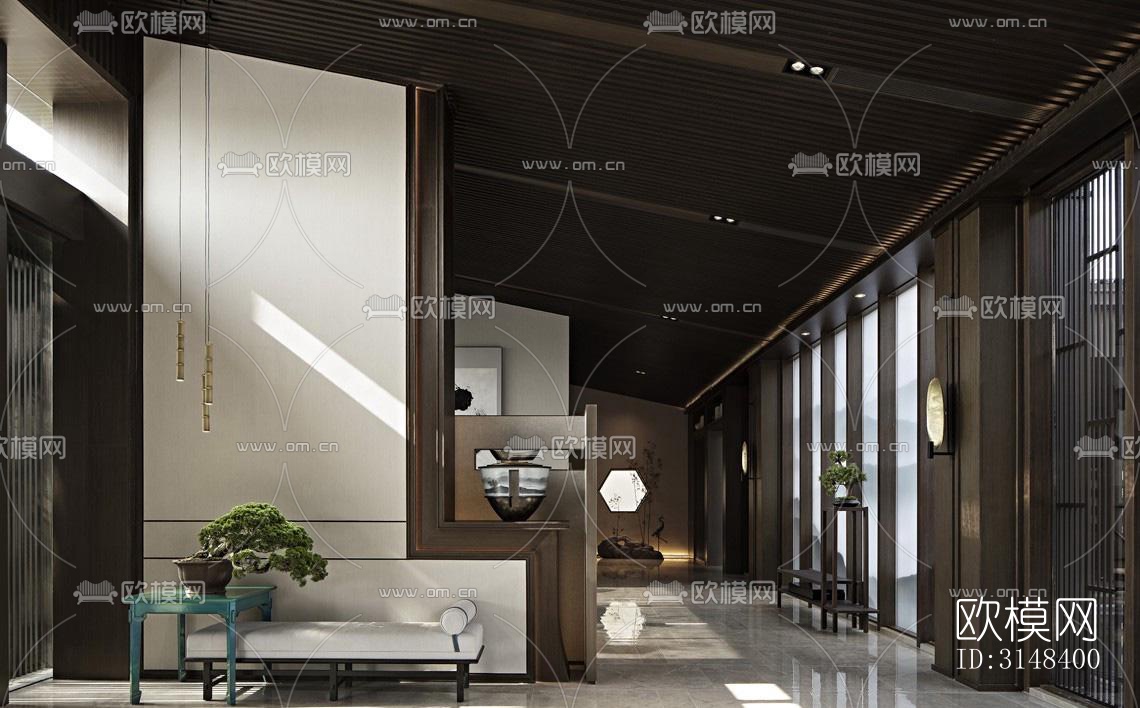 新中式养生会所效果图下载（渲染图18）