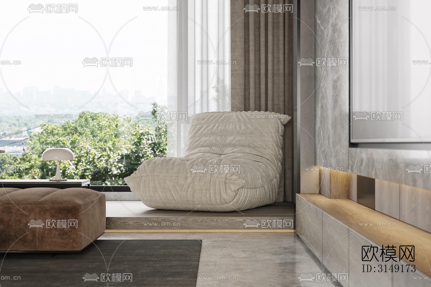 现代平层效果图下载（渲染图13）