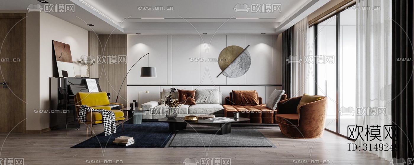 现代平层效果图下载（渲染图7）