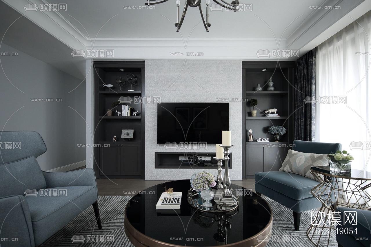 欧式平层效果图下载（渲染图6）