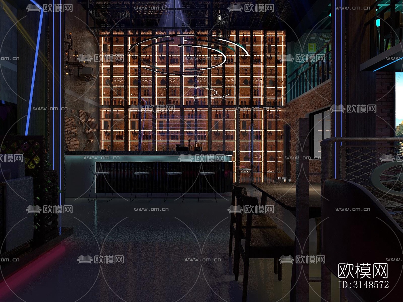 工业风酒吧效果图下载（渲染图2）