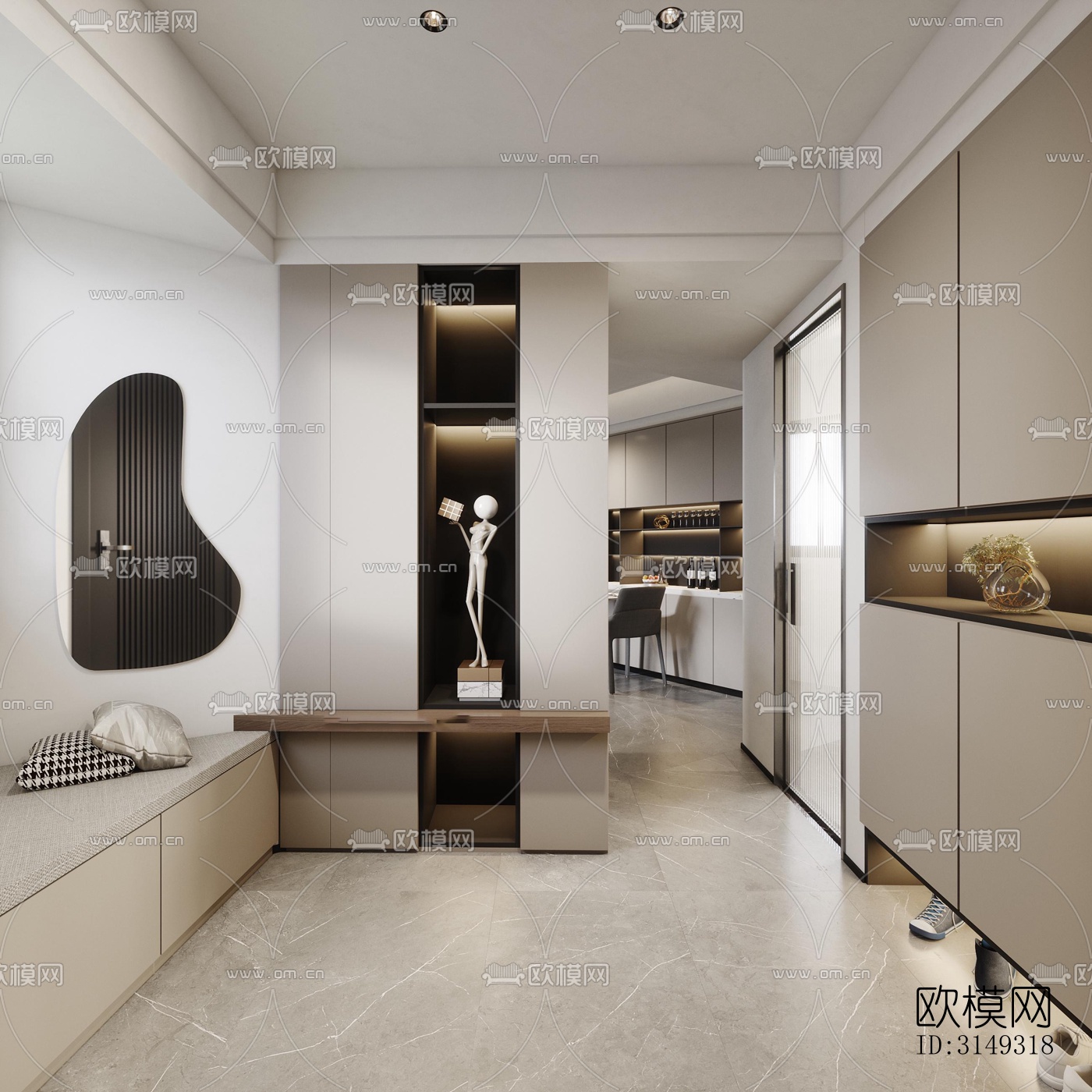 现代平层效果图下载（渲染图7）