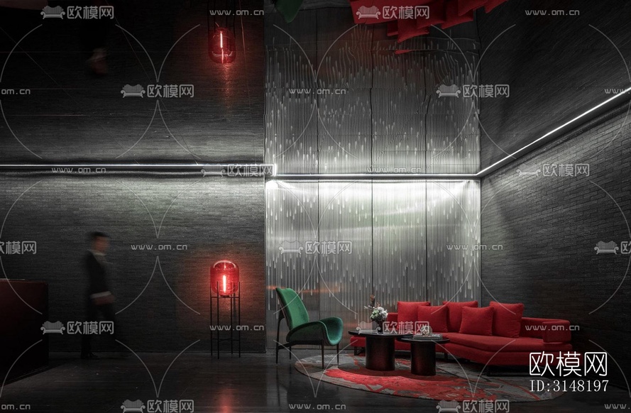 高级灰酒店民宿效果图下载(渲染图14)