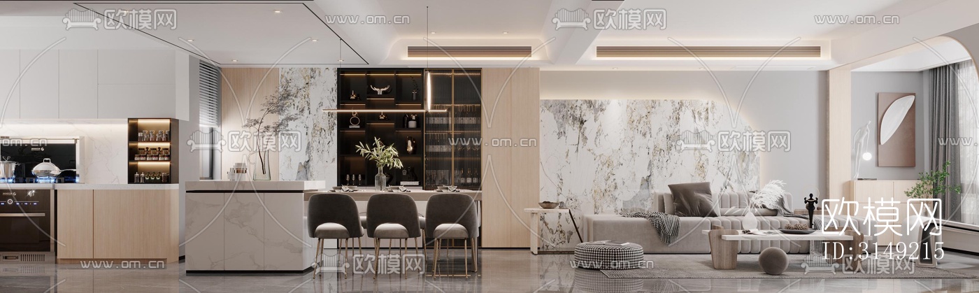 现代平层效果图下载（渲染图3）