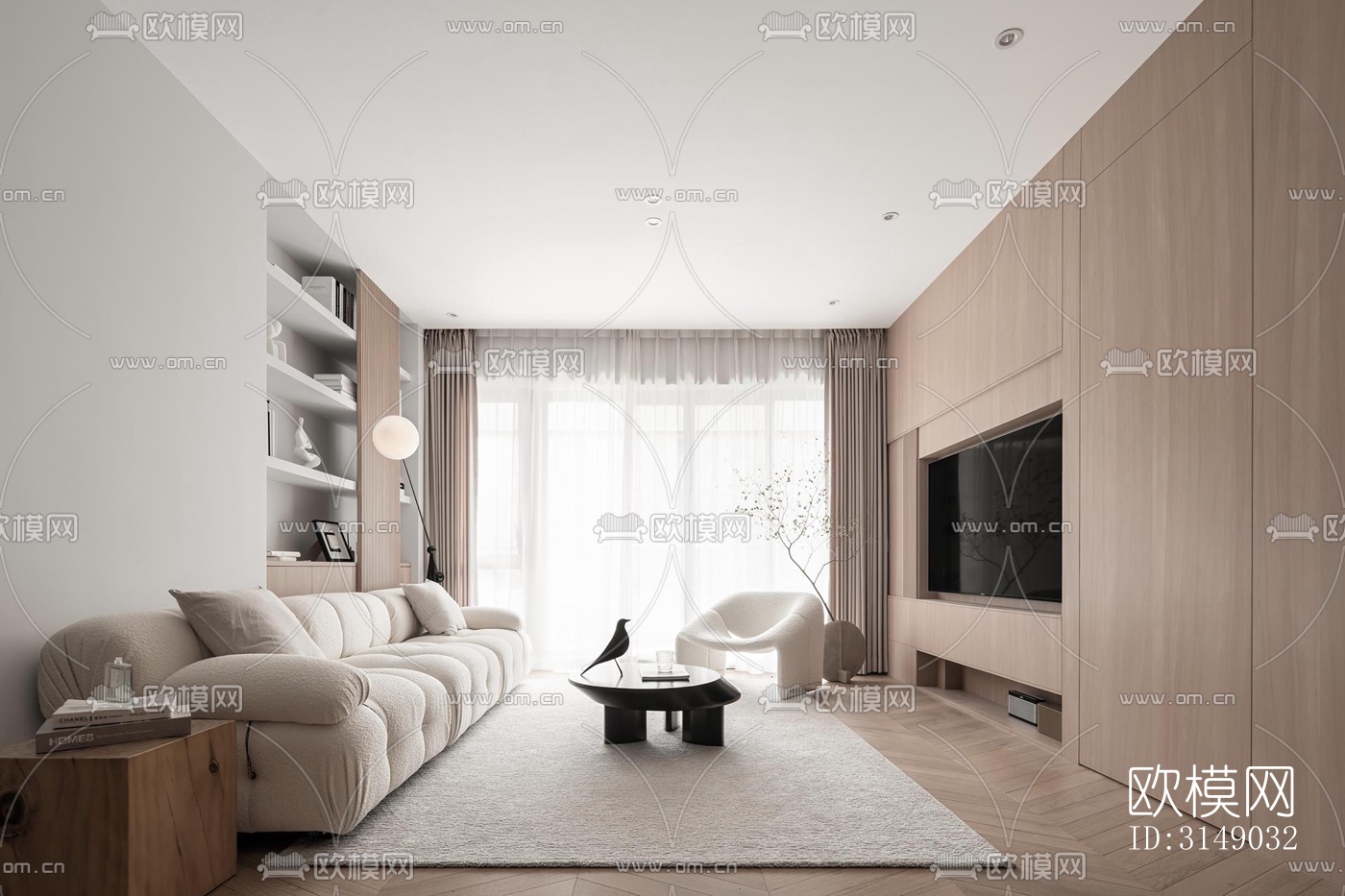 日式平层效果图下载（渲染图1）