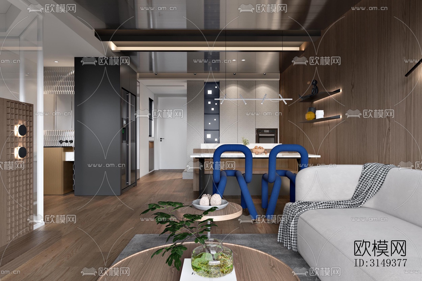 现代平层效果图下载（渲染图9）