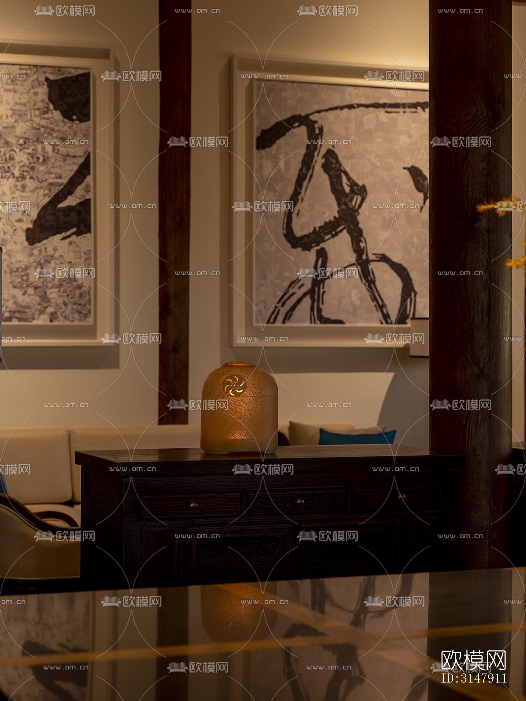 中式酒店民宿效果图下载（渲染图1）